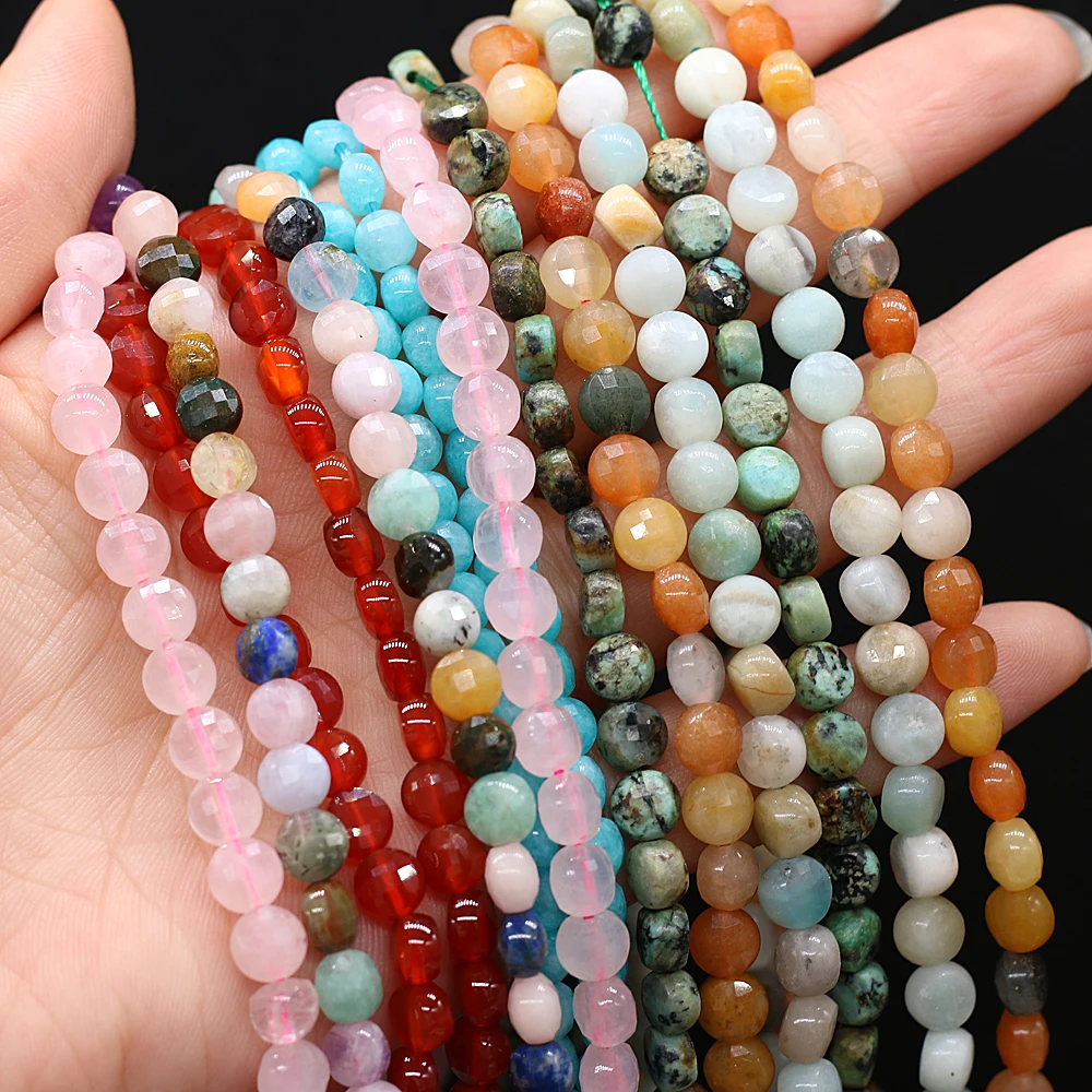

Natural Semi-precious Stone Oblate Amethyst Section Beads Amazonite Aquamarine 6mm For DIY Necklace Earrings Accessories Gift