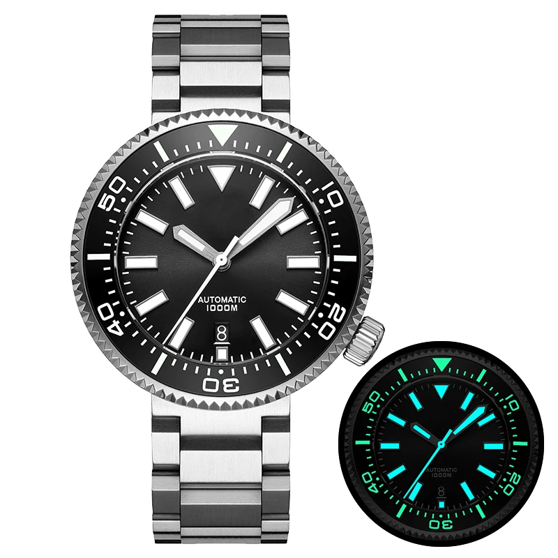 

Addies Watch Men Stainless Steel Automatic Mechanical Watches 1000M Waterproof Diver Watch Sapphire Ceramic Bezel Blue Luminous