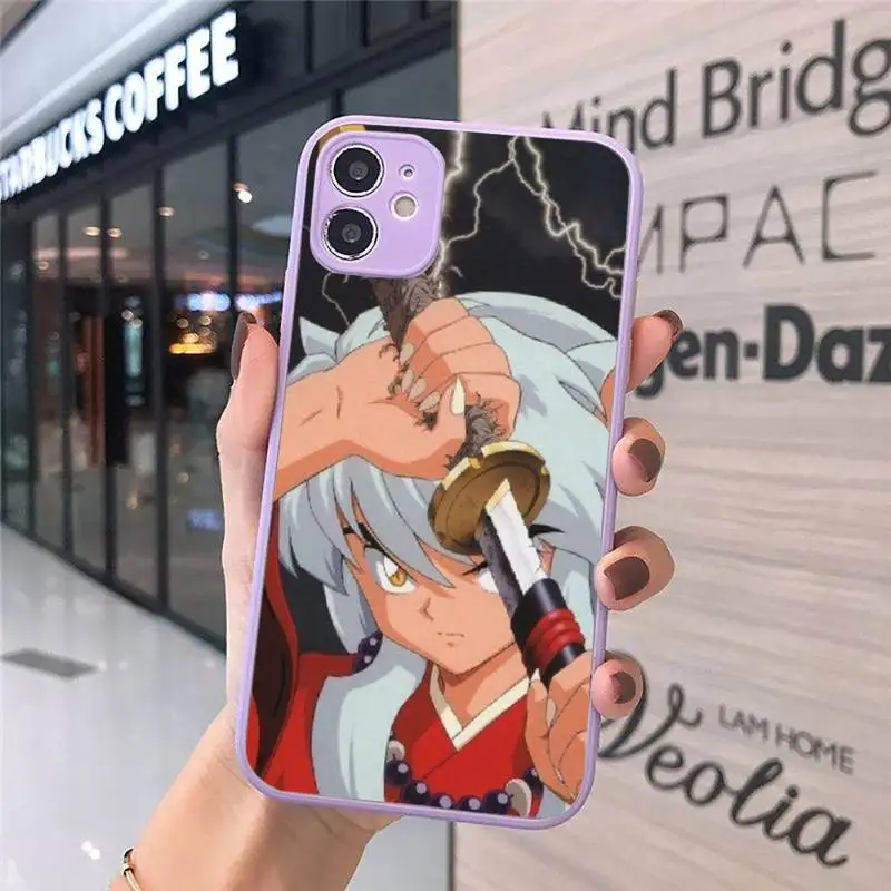 

Anime Inuyasha Sesshoumaru Higurashi Kagome Phone Case For iPhone 12 11 Mini Pro XR XS Max 7 8 Plus X Matte transparent