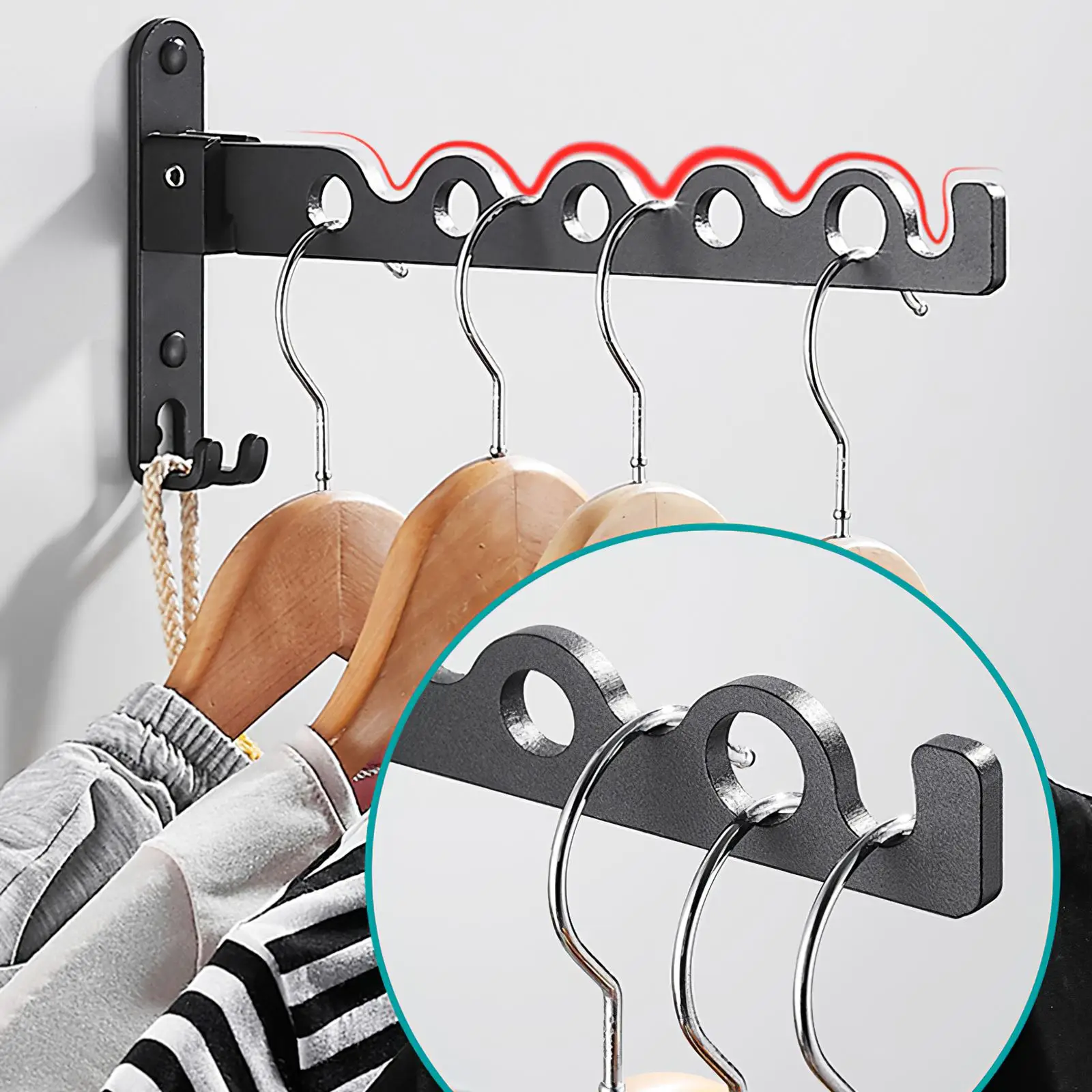 Настенная вешалка из нержавеющей стали с 5 отверстиями крючок для гардероба