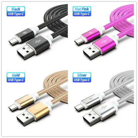 Кабель USB Type-C 3 м/2 м для huawei p30 p20 honor 20 10 9X magic2 redmi note 8 7 k20 K30 oneplus 7T 7 Pro realme Usb-c, нейлоновый шнур