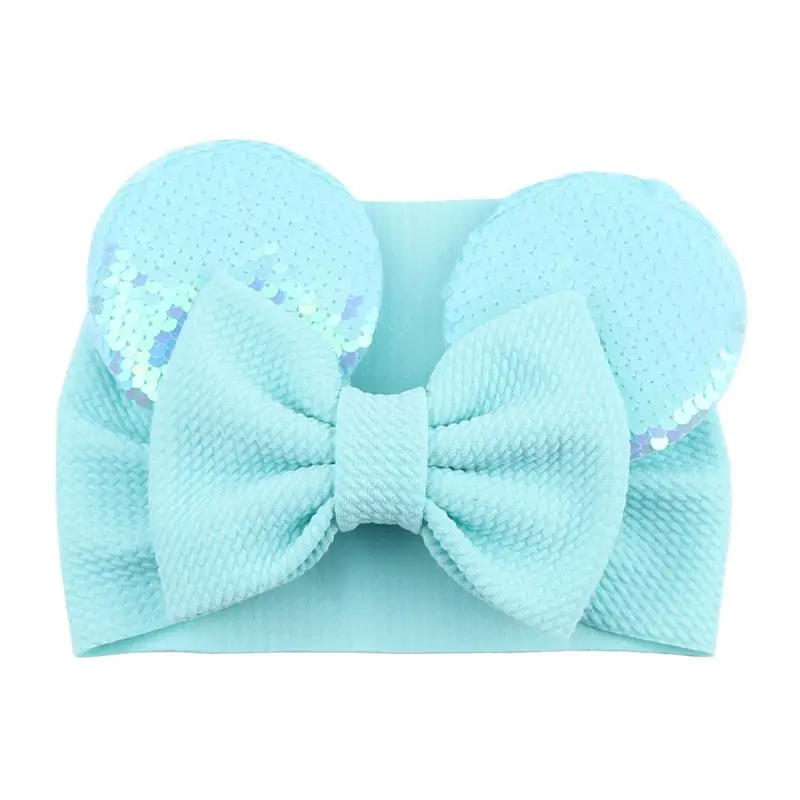 5" Шпильки для волос в форме мыши Рождественская ободка с большим бантом, украшенная пайетками рыбьей чешуи, эластичная фланелевая лента для волос