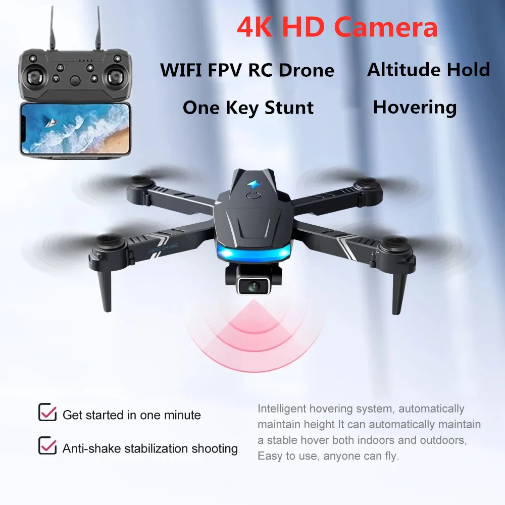 

Professional 4K HD Dual Camera Wifi FPV Drone Altitude Hold Mode Hovering Smart Follow RC Quadcopter Aircraft Toy For Adult Gift