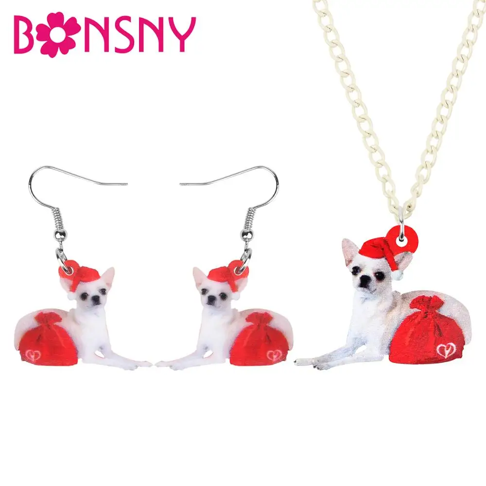 Bonsny акриловые рождественские собака породы чихуахуа подарок мешочек для
