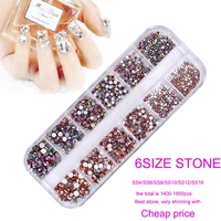 1400 pieces flatback rhinestones glass round brilliant 6 sizes for nail face clothes shoes bags diyrose rainbow gold