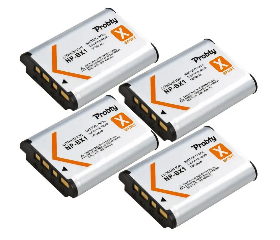 PROBTY для sony NP-BX1 npbx1 np bx1 Батарея для sony FDR-X3000R RX100 AS100V AS300 HX400 HX60 AS50 WX350 AS300V HDR-AS300R FDR - Цвет: 4 Pcs Battery