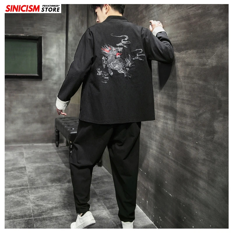 Мужской спортивный костюм с вышивкой Sinicism Store повседневный в китайском стиле