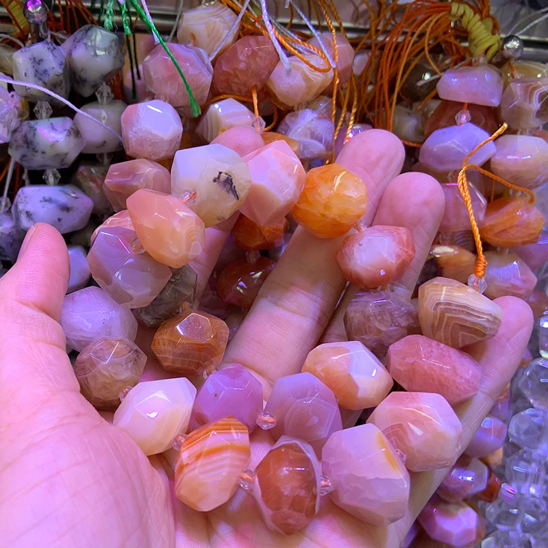 

Natural Red Botswana Agat Beads 15'' Faceted Irregular DIY Loose Stone Beads For Jewelry Making Beads For Women Necklace Gift