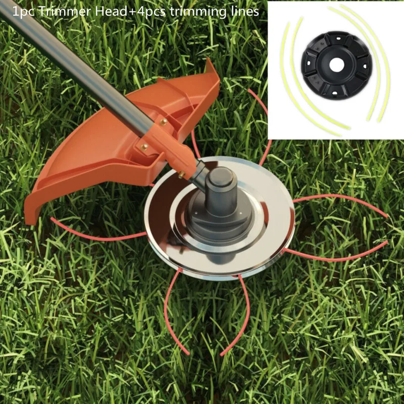 

Aluminum Grass Strimmer Head With 4pcs Trimming LinesTrimmer Brush Lawn Mower Solid Steel Wire Wheel Garden Tool Accessories