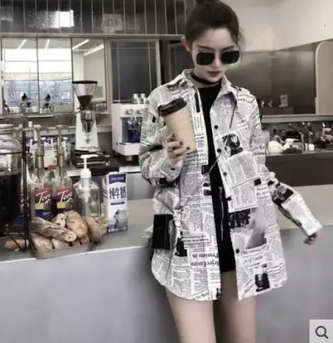 Модная женская Корейская с коротким рукавом рубашка Harajuku принтом Пляжная