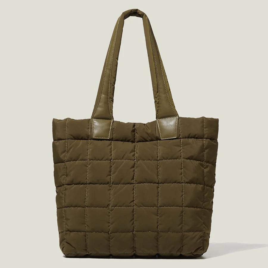 

Casual Large Quilted Padded Tote Bag Designer Nylon Handbags Down Cotton Shoulder Crossbody Bags Big Shopper Purses 2021 Winter