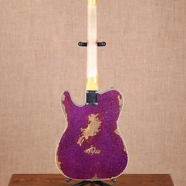 New style handmade 6 stings gitaar electric Guitar relics by hands. purple color master build relic TL guitarra.real photos | Спорт и