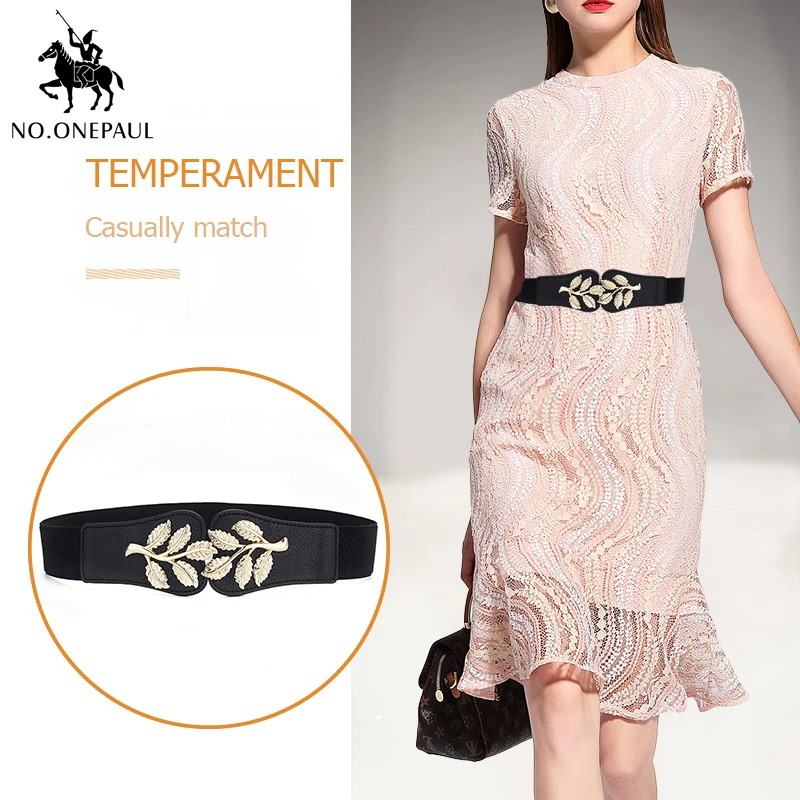 

Женская юбка с украшением в виде золотых листьев NO.ONEPAUL, повседневный модный Свободный узкий пояс для девушек, эластичная лента, новинка, бес...