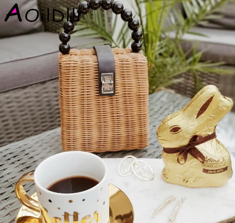 Маленькая Соломенная Сумка тоут переносная Женская плетеная сумка ручной работы