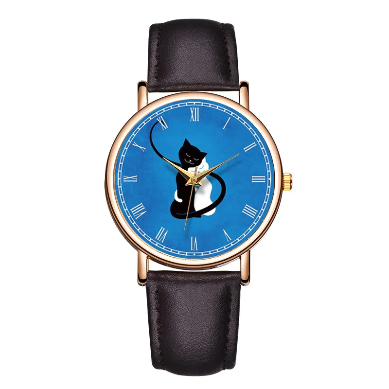 

Obawa 2020 Fashion Cat Watch Casual Women Watches Leather Strap New Hot montre Cat Pattern New design