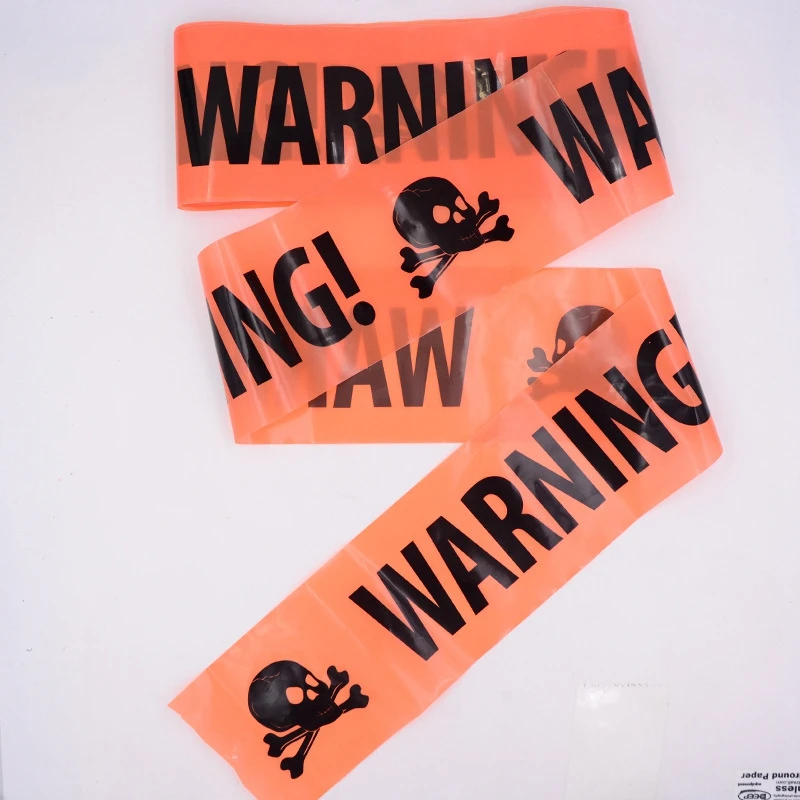 

1PC Halloween Orange Plastic Window Prop Warning line Skull Head Warning Tape Signs Halloween Decoration Witch Balloons lot