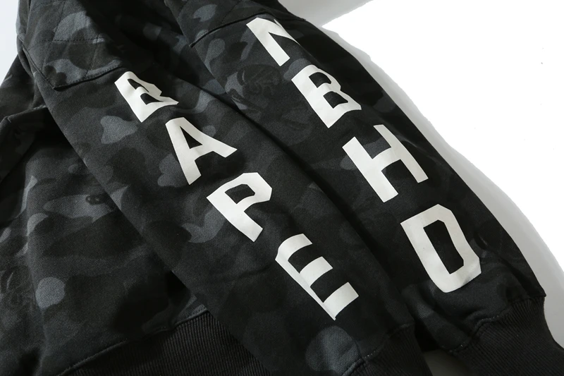 Зимняя темная одежда bape с головой акулы и черепом толстовки плюшевый теплый