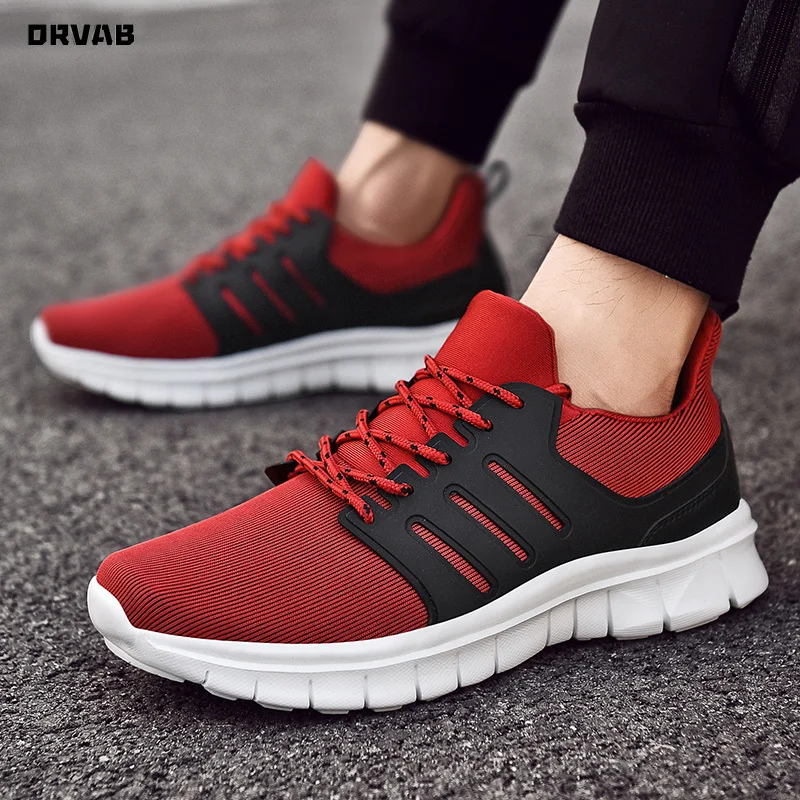 

Кроссовки мужские сетчатые легкие, дышащие, удобные, повседневная обувь для тренировок, черные красные, 2020