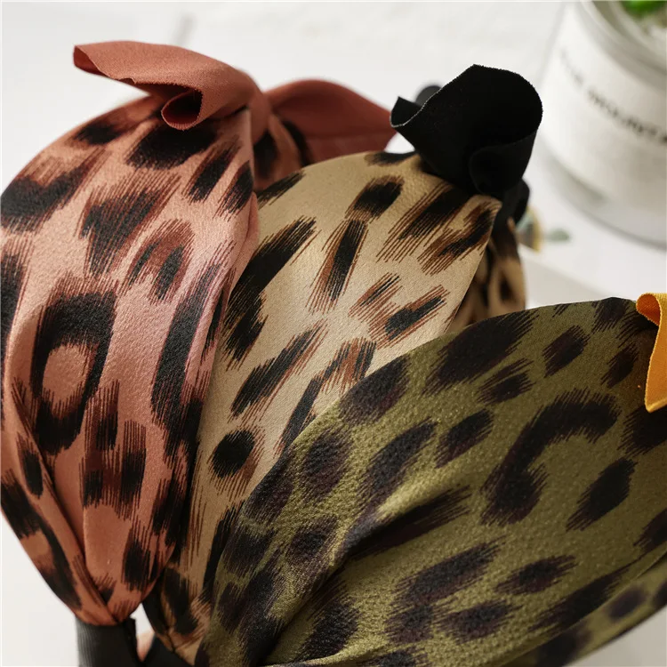 Модные резинки для волос в горошек с леопардовым принтом широкий обруч ткань