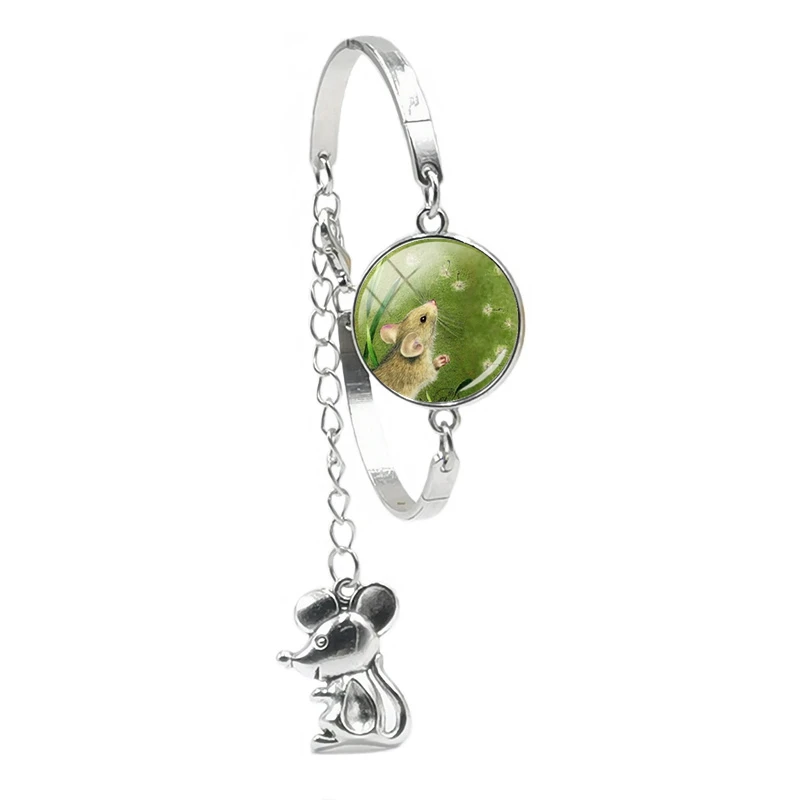 Hot! 1pcs 2020 Handmade New Ladies Bracelet Cute Cartoon Mouse Pendant Painting Glass Convex Girl Gift Jewelry | Украшения и