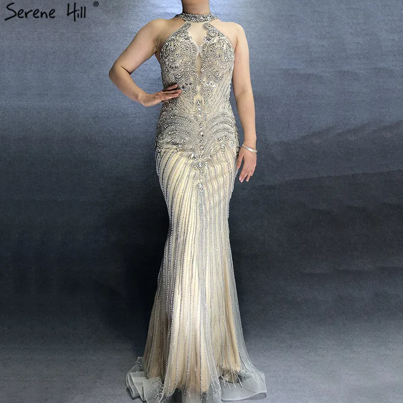 Последний дизайн серое телесное вечернее платье без рукавов 2021 роскошное