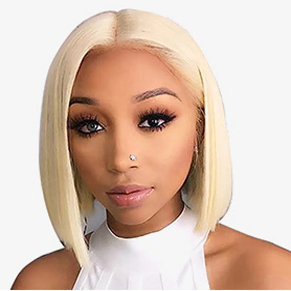 Парики короткие с эффектом омбре 13x4 бразильские прямые передней частью из