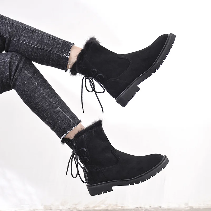 Fujin/зимние сапоги Женская зимняя обувь Толстый теплый плюш для холодной зимы