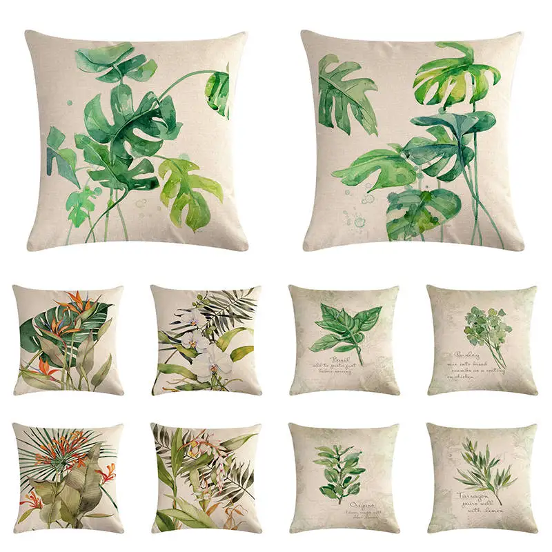 

45cm*45cm Retro Plant Painting Design Linen/cotton Throw Pillow Covers Couch Cushion Cover Home Decorative Pillow Case i874