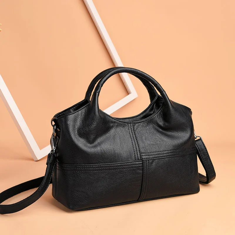 

Lederen Tas Voor Vrouwen Eenvoudige Stijl Streep Vrouwelijke Schouder Crossbody Tassen Hoge Kwaliteit Retro Top-Handvat Purse