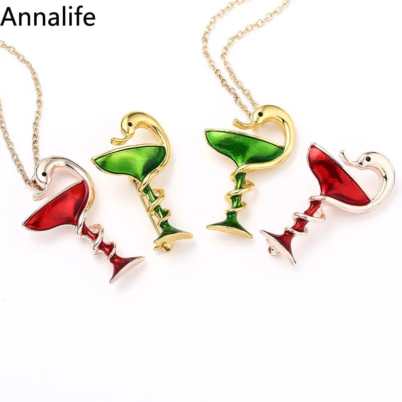 Новинка 2019 ожерелье с подвеской в виде бокала вина Дамское бутылки змеи |