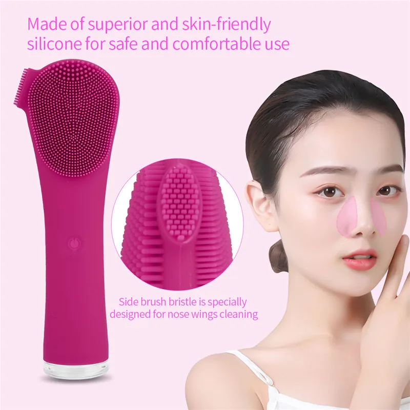 Портативная электрическая щетка для чистки лица силиконовый звуковой Массажер