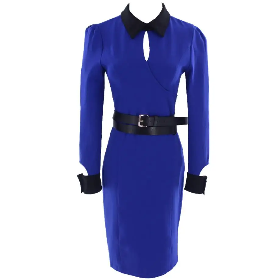 Весеннее тонкое офисное женское платье карандаш в стиле пэчворк с длинными