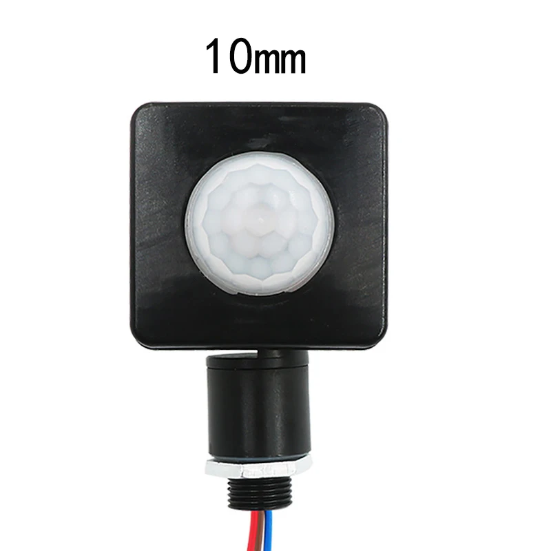 10mm Black 1 шт. ультратонкий Светодиодный светильник с датчиком движения PIR, водонепроницаемый наружный 85-265 в IP65 датчик движения, регулируемый PIR переключатель - Цвет: 10mm Black