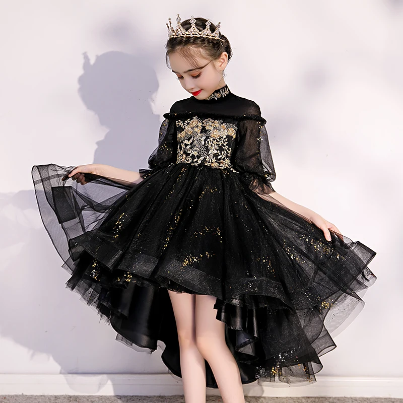 Flower Girl Dresses Princess Lace Bow Sequined Elegant Ball Gown Tiered Knee-Length Tulle Luxury Embroidery Kid Party Dress D245 | Свадьбы и