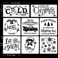 8pcs 1530cm christmas drawing auxiliary template diy layering stencils scrapbook coloring embossing album decoration reusable