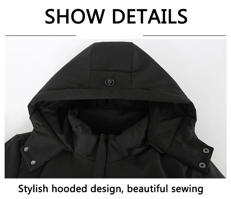New Winter Down Jacket Male High Quality Waterproof Thick Warm Long Cotton Coat Male Detachable Cap Winter Parkas
