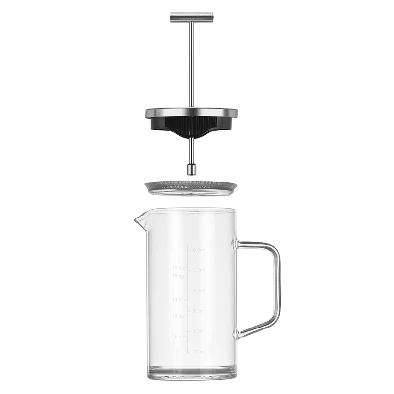 

Scaled Thick Bottom Glass French Press Pot Teapot Hand-Made Household Coffee Appliances French Filter Press Coffee Pot