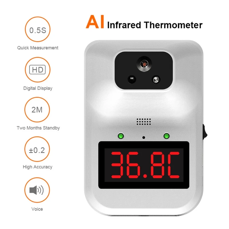 

Thermomètre numérique à infrarouge K3 Plus, sans contact, front et corps, pour adulte, avec alarme de température, montage mural