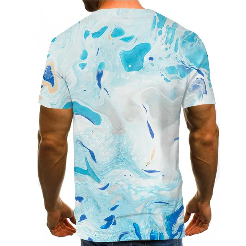 

Men Graphic T Shirts Round Neck 3D Print Short Sleeve Daily Tops Blue Tees