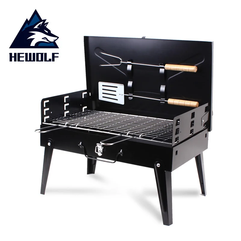 

Hewolf Outdoor Folding Barbecue Rack Portable Thickening Stove Outdoor Household Small Charcoal Barbecue Stove Grill