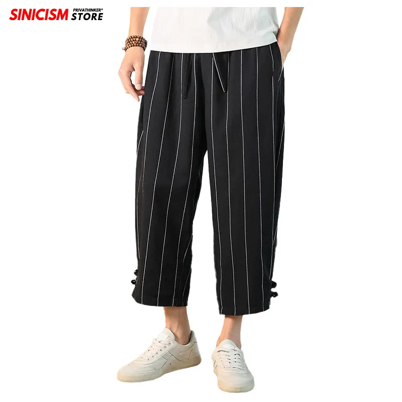 

MrGoldenBowl Store Male Striped Wide Leg Pants Clothes Men Calf-Length Harem Pants Mens 2020 Vintage Casual Trousers Bottoms