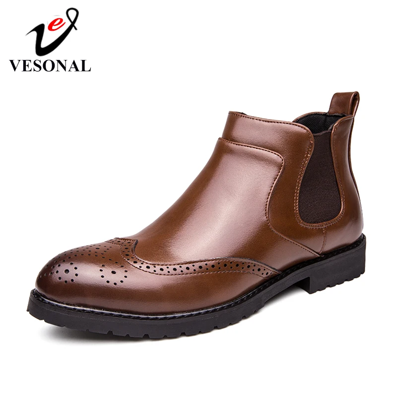 Демисезонные мужские ботинки челси VESONAL из натуральной кожи мужская обувь
