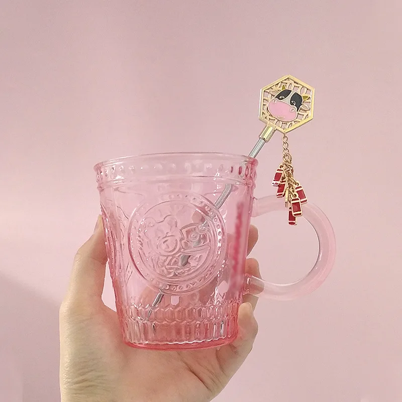 Стакан Звездный папа 2021 года быка Ретро стеклянная чашка 280 мл рельефный красный