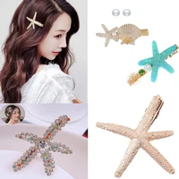 women starfish charm hair clip korean kawaii color resin alloy hairpin fashionable hair accessories for girls exquisite headdres
