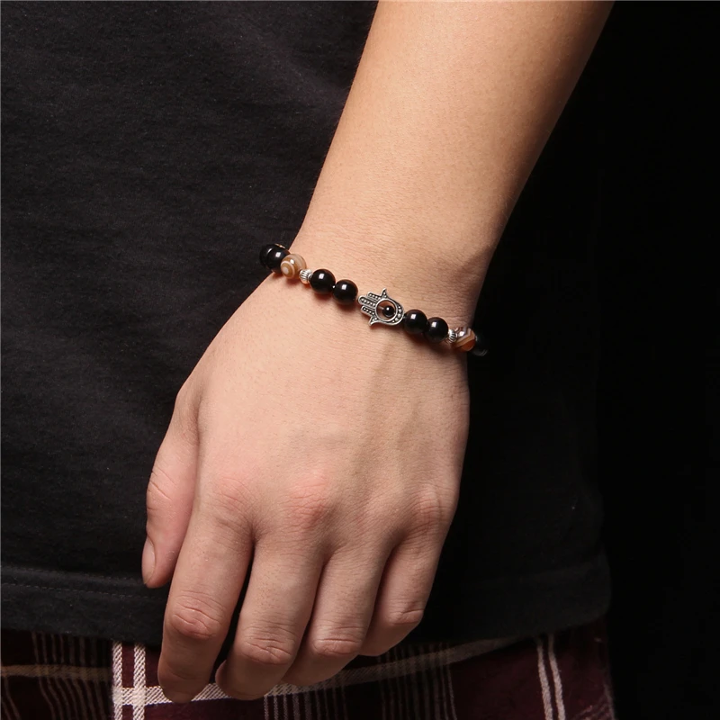 Браслеты с амулетом Хамса для мужчин и женщин серебряный цвет Фатима ручной Шарм