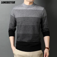 top quality new fashion brand knit pullover striped knitted sweater men designer autum winter casual jumper men clothing