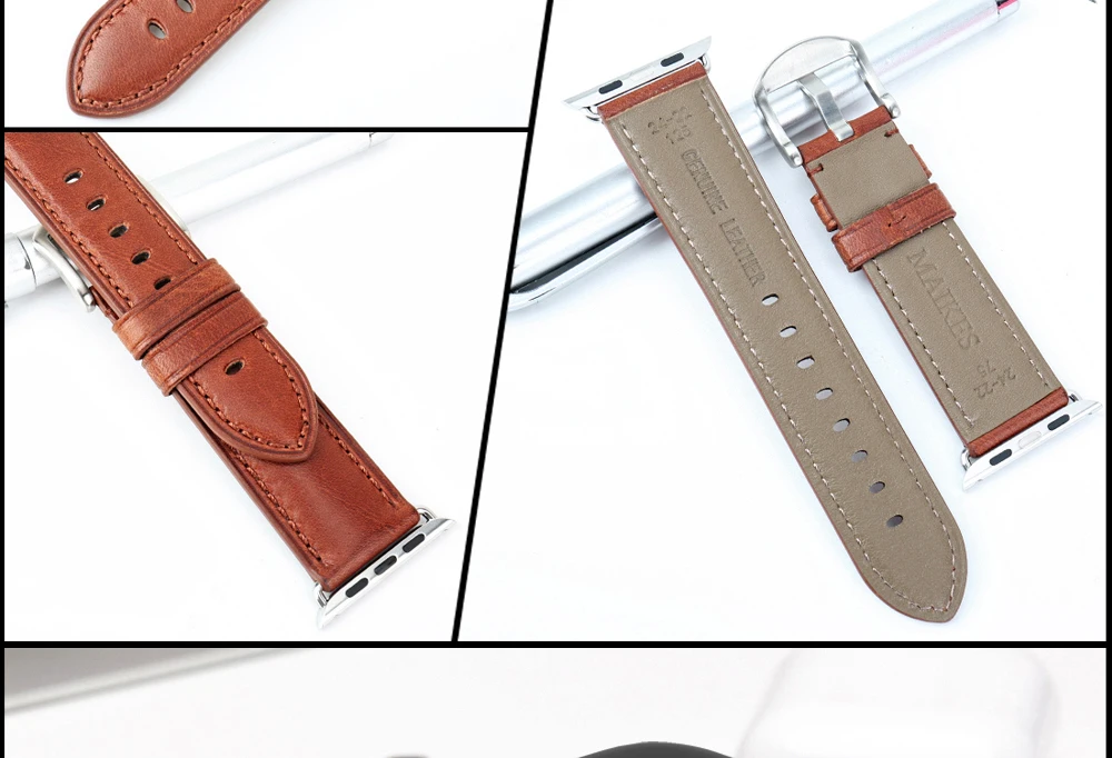 MAIKES для Apple Watch Band 44 мм 40 мм и ремешок для часов аpple 42 мм 38 мм натуральная кожа часы аксессуары iwatch ремешки для часов браслеты