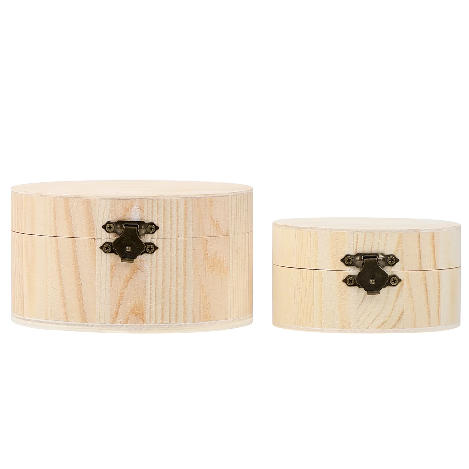 

2pcs Simple Wood Storage Boxes Round Wood Case Wooden Small Item Storage Box