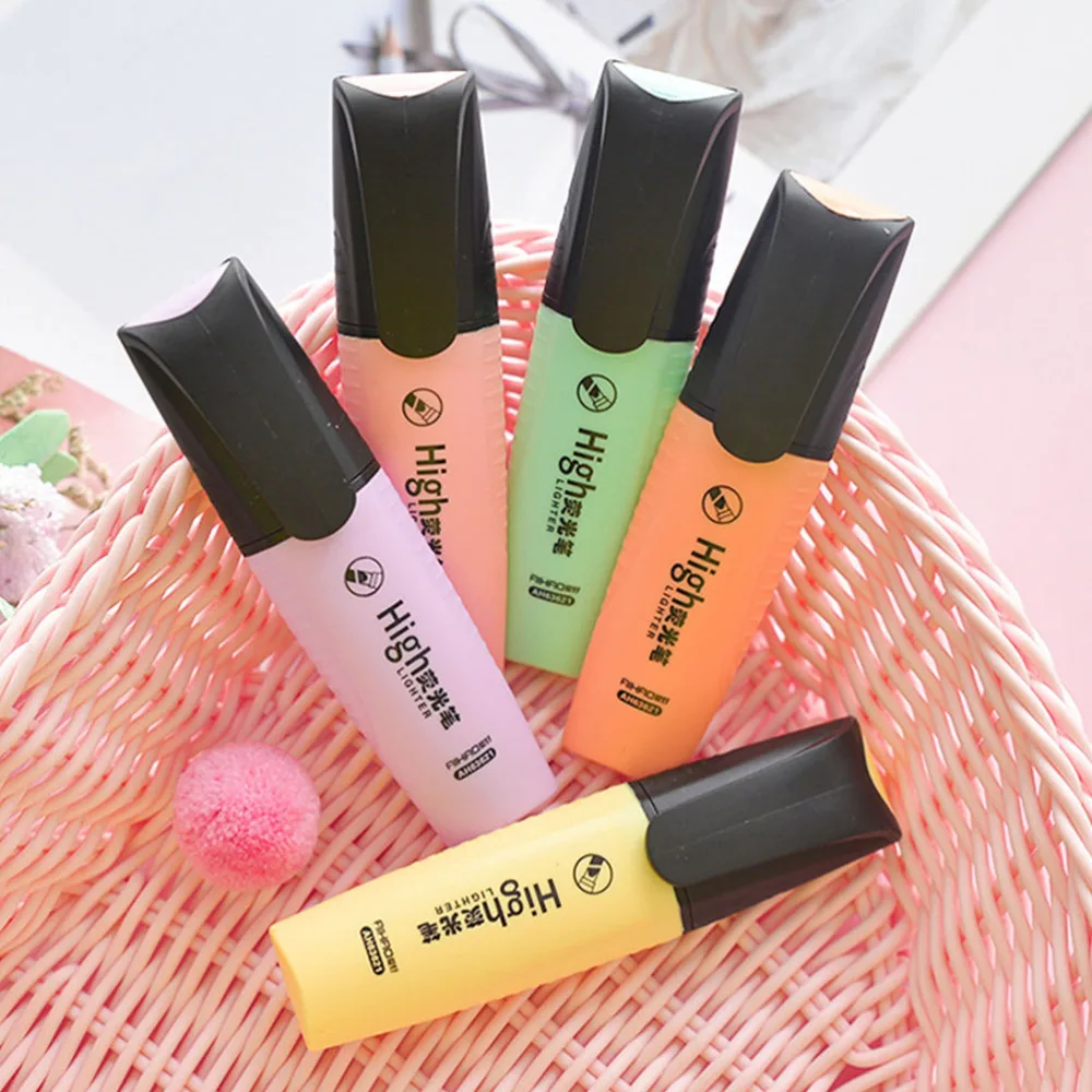 

6Pcs Practical Highlighter Portable Chisel Tip Marker Pen Student Stationery