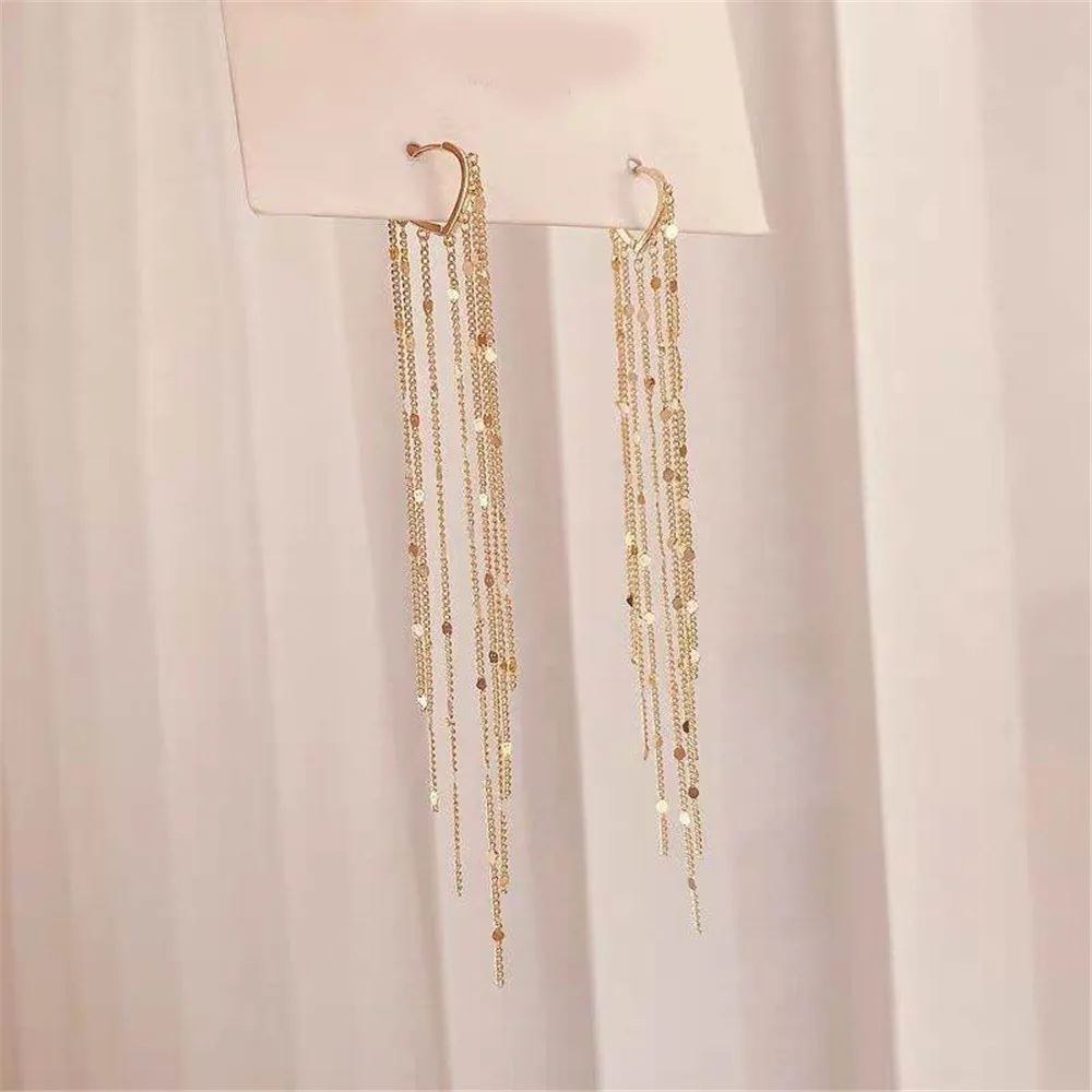 

New Arrival Dominated Fashion Long Metal Tassel Drop Earrings Korean Joker Sweet Lovely Heart Elegant Women Earrings